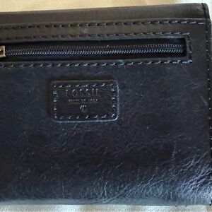 Fossil Dark Leather Wallet with Zipper